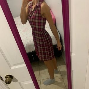 Pink and grey flannel patterned dress